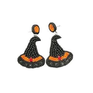 Beaded Witch‎ Hat Earrings